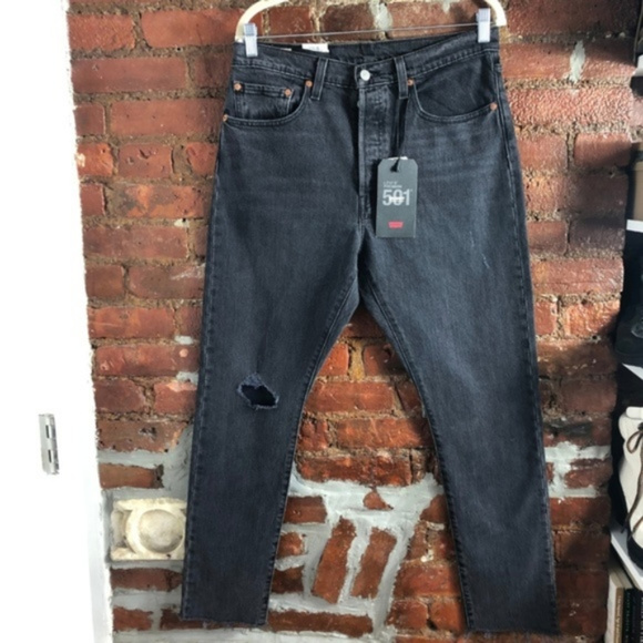 well worn black 501 skinny jeans